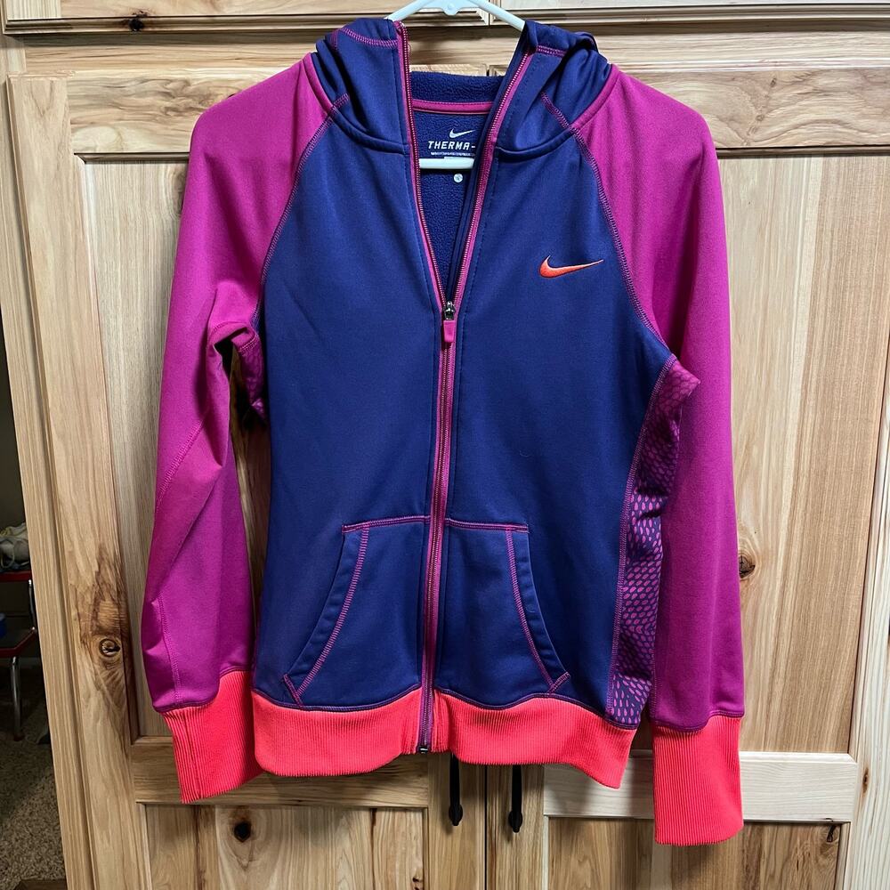 Nike Therma-Fit Full Zip Hoodie Purple Pink Coral Small